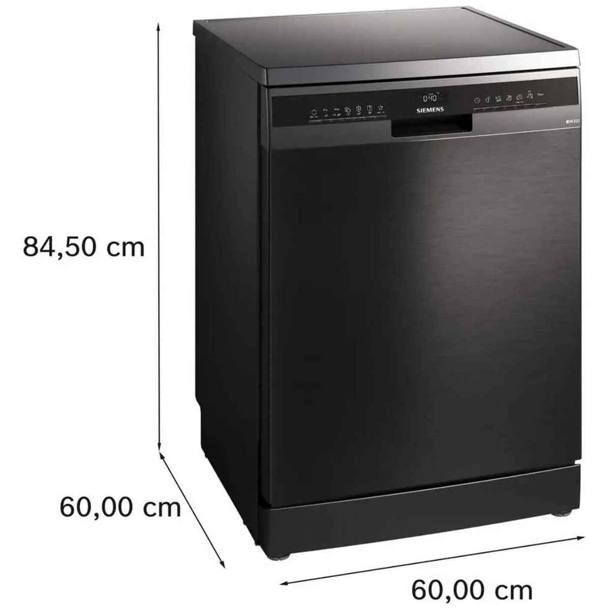Siemens iQ300  60cm Free Standing Dishwasher – Black Inox, 14 Place Settings, Home Connect (SN23HC65MM)