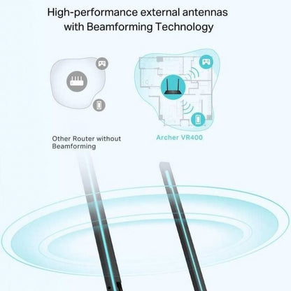 TP-Link Archer VR400 AC1200 Wireless MU-MIMO VDSL/ADSL Modem Router | Dual-Band 867 Mbps | Gigabit Ports | Beamforming | Black