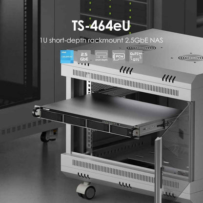 QNAP TS-464eU-8G 1U 4-Bay Rackmount NAS – Intel® Celeron®, 2.5GbE, NVMe, HDMI | 3 Years Warranty