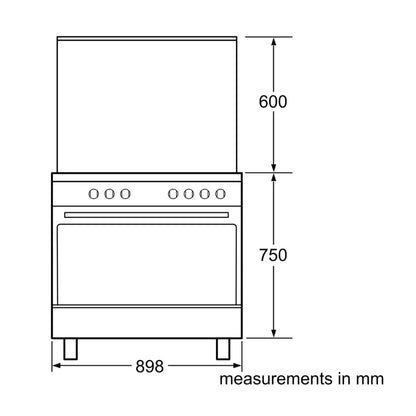 Siemens iQ100 Free-Standing Gas Range Cooker HG73G6357M With Sabaf Burners – 90 × 60 cm, Stainless-Steel Finish