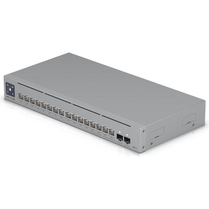 Ubiquiti Switch Pro Max 16 PoE Switch, 84 Gbps Switching Capacity, 64.496 Mpps Forwarding Rate, 1.3" Touch Display, 180W Total PoE Available, Ethernet In-Band, Gray | USW-Pro-Max-16-PoE (180W)