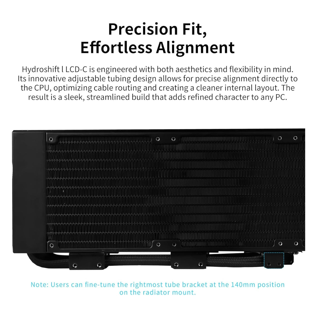 Lian-Li HydroShift II LCD-C 360CL Liquid CPU Cooler – 2.1" IPS Display, 2500 RPM Pump, No Fans Included, Aluminum Radiator | Black | GHS2LCD36B