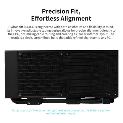 Lian-Li HydroShift II LCD-C 360CL Liquid CPU Cooler – 2.1" IPS Display, 2500 RPM Pump, No Fans Included, Aluminum Radiator | Black | GHS2LCD36B