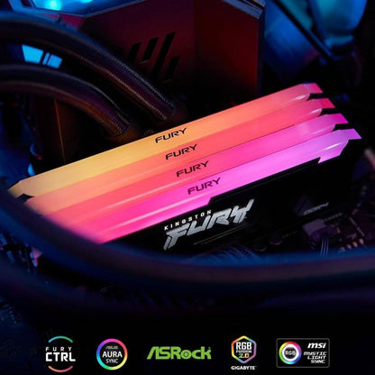 Kingston FURY Beast RGB 32GB DDR4 Desktop Memory Kit | 2×16GB | 3200MT/s | CL16 | RGB Lighting | Intel XMP 2.0 | Black | KF432C16BB2AK2/32 | Open Box