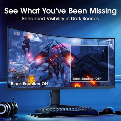 Koorui 34E6UC 34" VA WQHD Curved VA Gaming Monitor, 165Hz Refresh Rate, 21 9 Aspect Ratio, 1ms Refresh Rate, FreeSync/G-Sync Technology, VESA Compatible, Black | 34E6UC