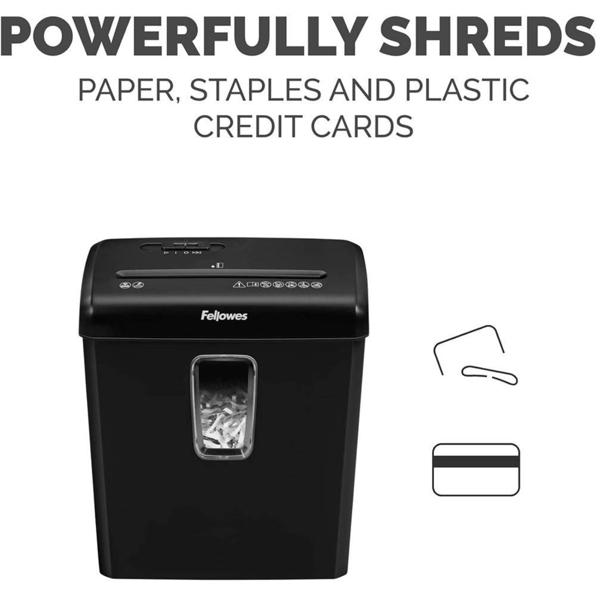 Fellowes Powershred P-30C Cross-Cut Paper Shredder | 6 Sheet Capacity | P-4 Security Level | 4 x 34mm Cross-Cut Particles | 15L Bin | Black