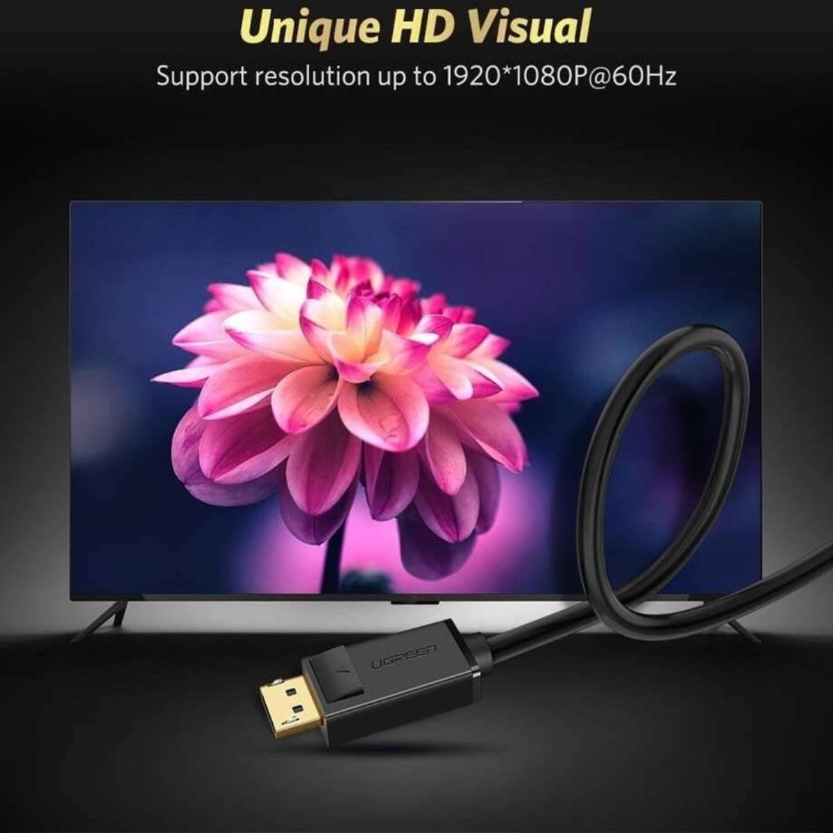 UGREEN DP105 DisplayPort to VGA Cable | Male to Male | 1080P @ 60Hz | 1.5m | Gold-Plated | Black | 10247