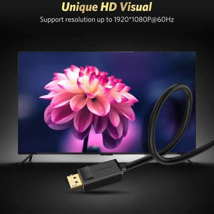 UGREEN DP105 DisplayPort to VGA Cable | Male to Male | 1080P @ 60Hz | 1.5m | Gold-Plated | Black | 10247