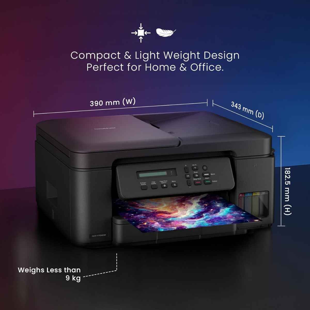 Brother DCP-T730DW Ink Tank Printer, Up to 1200 x 6000 DPI, 16 IPM Print Speed, Auto 2 Sided (Duplex) Printing, 20 Sheets Auto-Document Feeder, WiFi, WiFi-Direct, USB 2.0, Black | DCP-T730DW