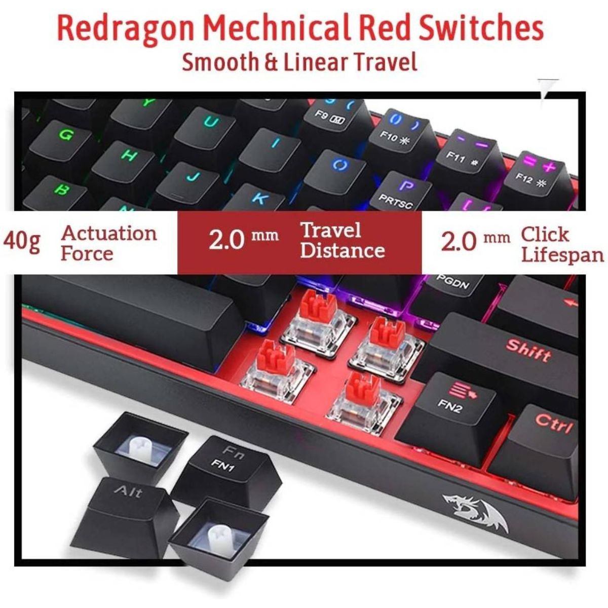 Redragon FIZZ K617 Mechanical Gaming Keyboard,  60% Wired, 61 Keys, Full-Transparent Design, RGB Backlighting, Linear Switches, Hot-Swappable, Pro Software