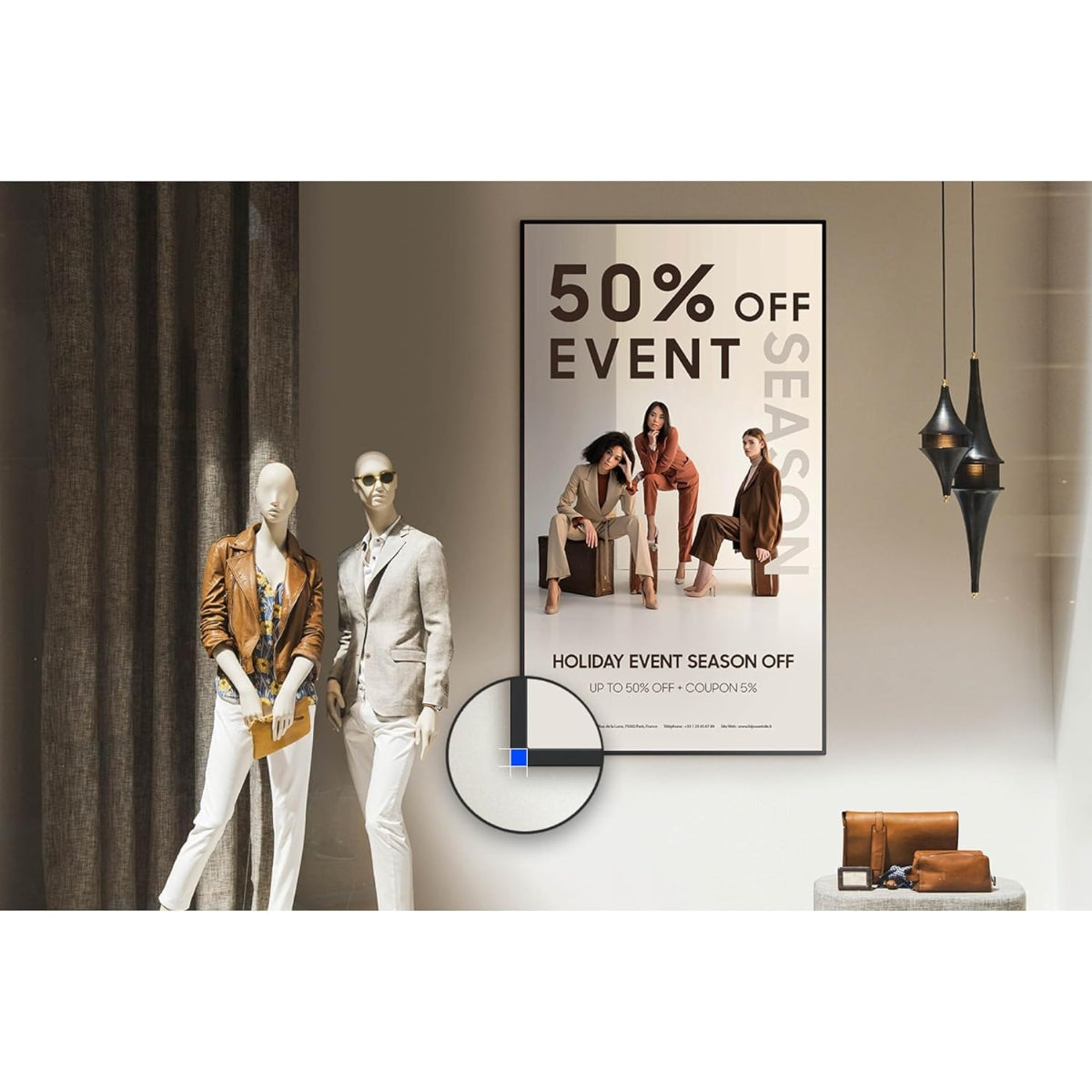 Samsung QMC LFD Display, QM50C, 28.5 mm Depth, Dynamic Crystal Color, Quantum Processor Lite 4K, SmartView+, Smart Calibration, LH50QMCEBGCXGO