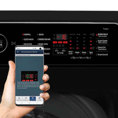 Samsung WA5000C / WA10CG5745BVGU 10kg Top-Load Washing Machine — Eco Bubble™, Digital Inverter Technology, Super Speed, Black Caviar Matt