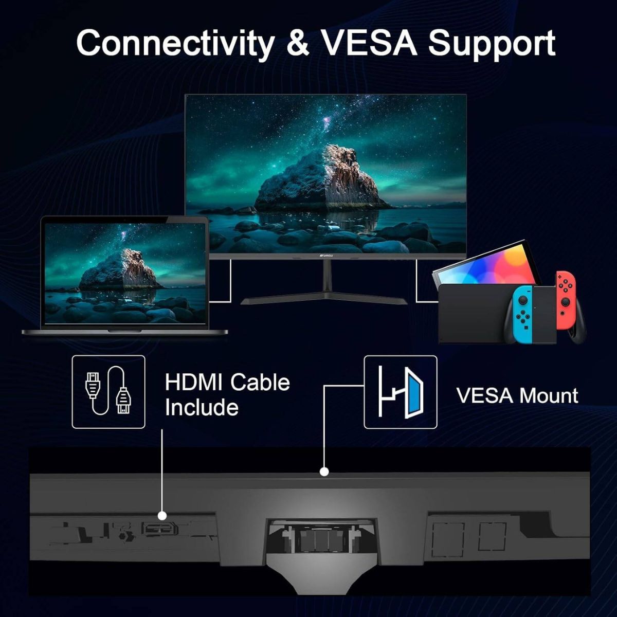 Sansui 24" X3A Full HD Monitor – 100Hz, IPS, 5ms, FreeSync, HDMI (ES-24X3A)