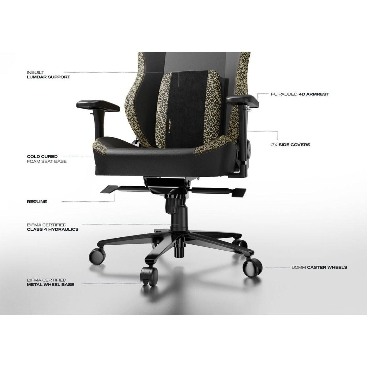 Cybeart NEO Series Imperial Edition 2.0 Gaming Chair, Supreme PU Leather, Memory Foam Lumbar Pillow, 60mm Caster Wheels, 4D Armrest, Inbuilt Lumbar Arch, 150Kg Max Weight, Imperial | GC-PUAPEXNEO-01
