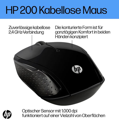 HP 200 Wireless Mouse | 1,000 DPI Optical Sensor | 2.4GHz Wireless Connectivity | Black | X6W31AA