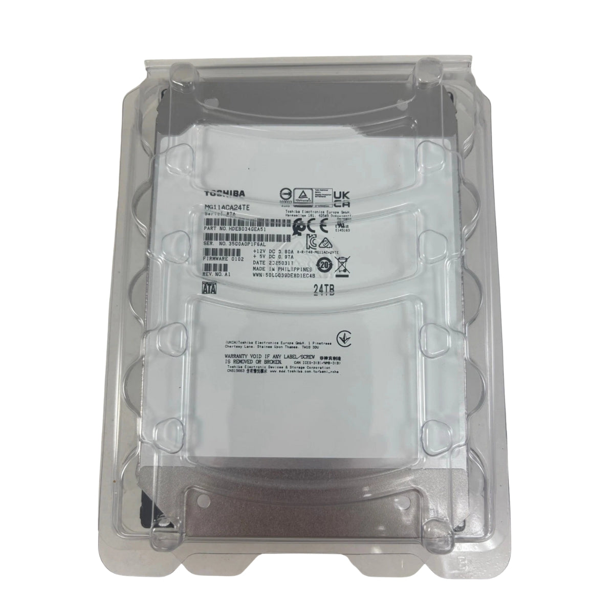 Toshiba MG11ACA24TE 24TB Enterprise HDD – 3.5" SATA 6Gb/s, 7200RPM, 1GB Cache, Helium-Sealed, Internal Hard Drive