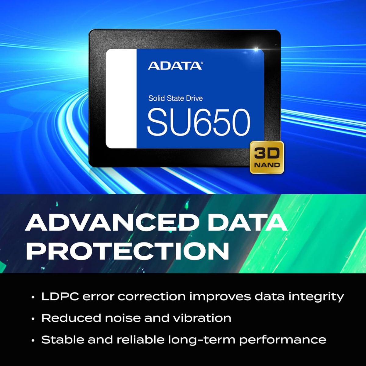 ADATA Ultimate SU650 512GB Internal SSD, 2.5-Inch SATA III Solid State Drive, 3D NAND Flash, High-Speed Storage Upgrade | ASU650SS512GTR