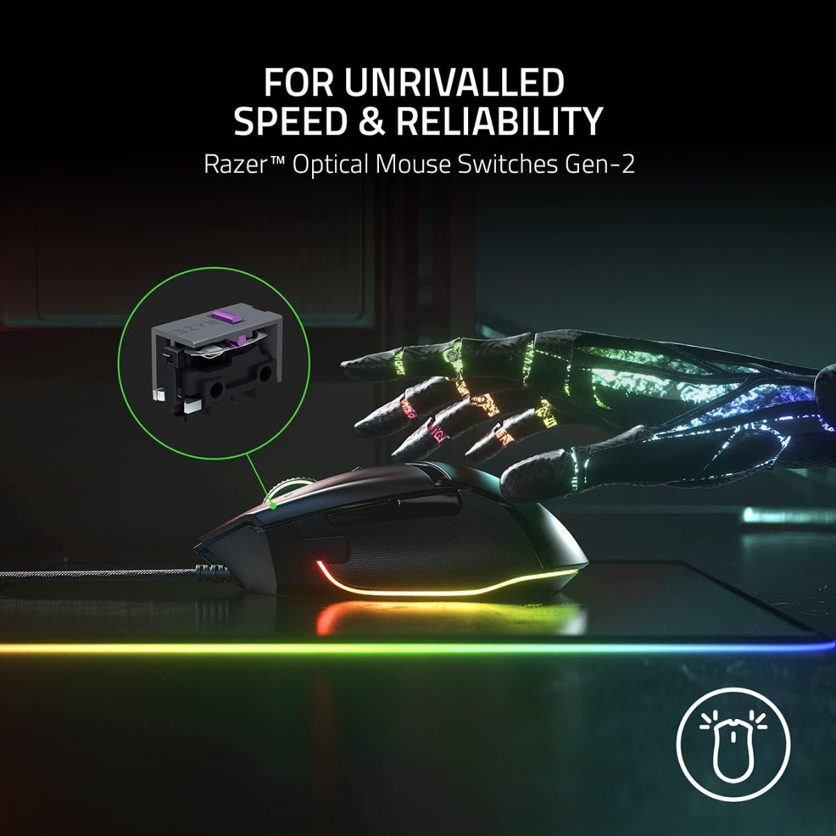 Razer Basilisk V3 Customizable Ergonomic Gaming Mouse Black RZ01-04000100-R3M1: Fastest Mouse Switch, Chroma RGB Lighting 26K DPI Optical Sensor 11 Programmable Buttons HyperScroll Tilt Wheel