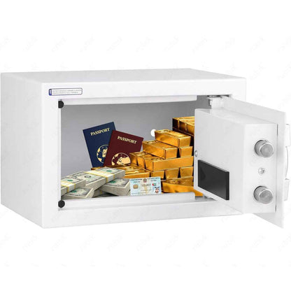 Rubik Small Safe Box with Digital Keypad & Key Lock – 20x31x20cm, Black, White