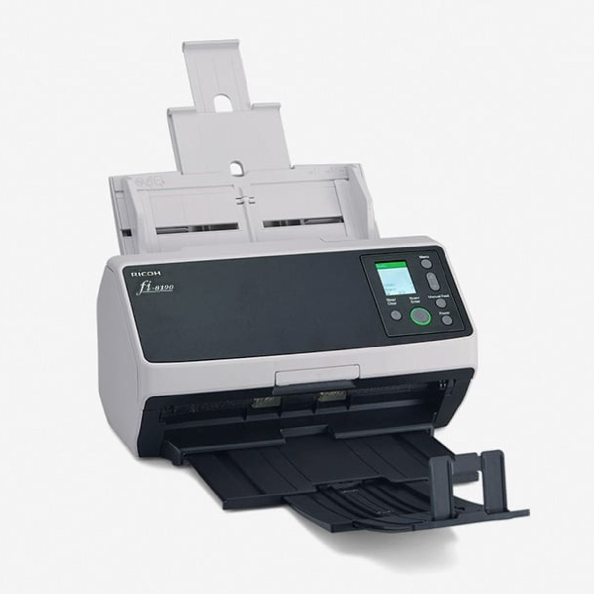 RICOH Fi-8190 Image Scanner with 100 Page ADF, 90 ppm Simplex & 180 ipm Duplex Scan Speed, Up to 600 dpi, Optimized HQ Images, 24-bit, Grayscale, USB, Ethernet, Black-Light Gray | PA03810-B001