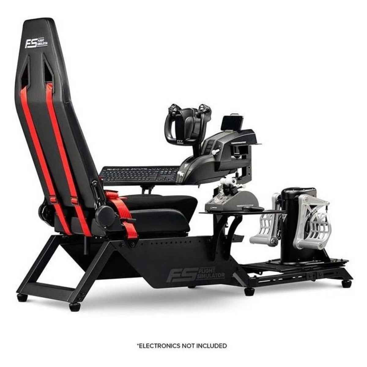 Next Level Racing Flight Simulator Cockpit, Dedicated Flight Cockpit, Compatible with Flight Electronics, Wide Range Adjustments, Keyboard & Mouse Support, Black/Red | NLR-S018