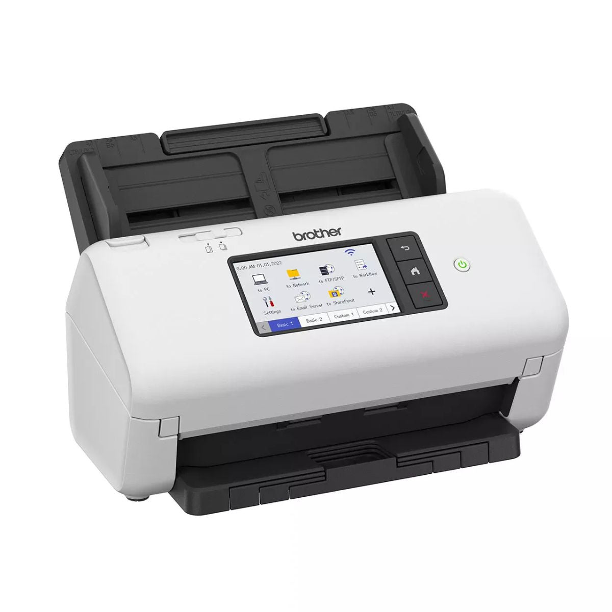 Brother ADS-4700W Professional Wireless Desktop Scanner, 40ppm Simplex/80ipm Duplex Scanning, 600x600dpi Resolution, 4.3" Touchscreen, 80-Page ADF, USB/Wi-Fi & Ethernet, White | 5WDE0800173