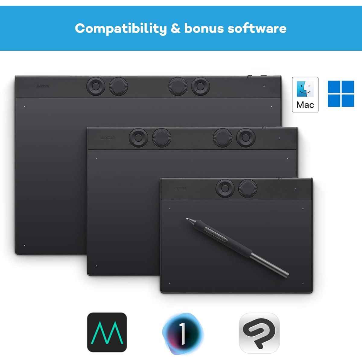 Wacom Intuos Pro Medium - Innovative Graphics Tablet Including Wacom Pro Pen 3, Compact & Lightweight - Versatile Choice as a Drawing Tablet for Illustrators, Designers & Photo Editors