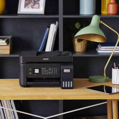 Epson EcoTank L5290 A4 Wi-Fi AIO Ink Tank Printer with ADF, Print, Scan, Copy, Fax, 5760 x 1440 dpi, 33ppm Printing Speed, LCD Screen, 100-Page Fax Storage Memory, Smart Panel, Black | C11CJ65409