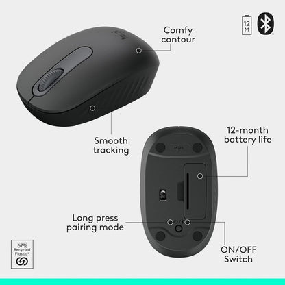 Logitech MK250 Bluetooth Wireless Keyboard & Mouse Combo | Compact Keyboard with Numpad | 1000 DPI Mouse | Arabic Layout | Graphite | 920-013531