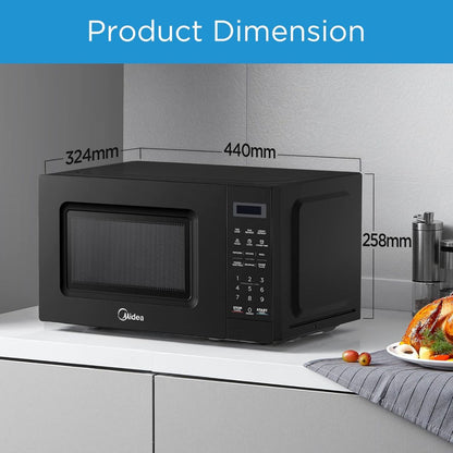 Midea Solo Microwave 20L Digital – EM721BK, 700W, LED Display, Black