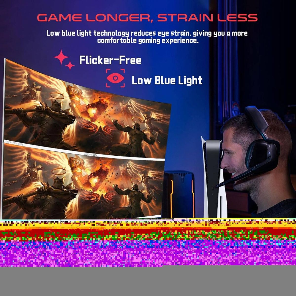 GAMEON GOAC49DQHD120 49-Inch DQHD Curved Gaming Monitor | Fast VA | 120Hz | 0.5ms MPRT | FreeSync & Adaptive-Sync | GOAC49DQHD120