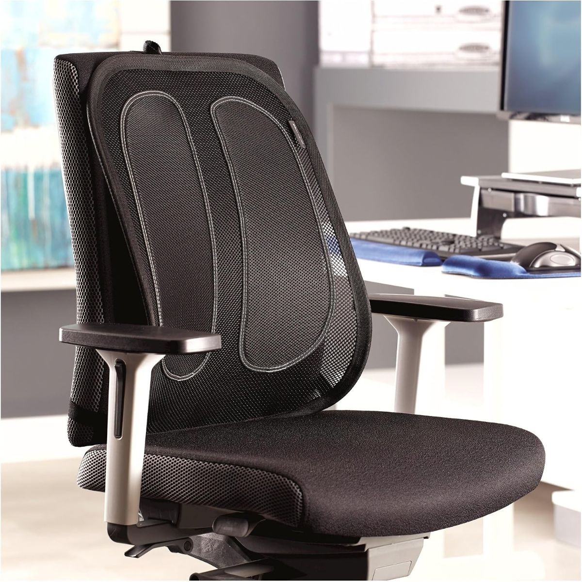 Fellowes Office Suites Mesh Back Support | Full Back Coverage | Tri-Tensioning | Breathable Mesh | Black | 9191301