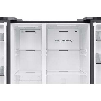 Samsung  RS90F Basic 655 Liters Bespoke AI Side-by-Side Refrigerator RS70F65Q1FAE Black Doi Color with AI Energy Mode, Water Dispenser, Inox, Digital Inverter,
