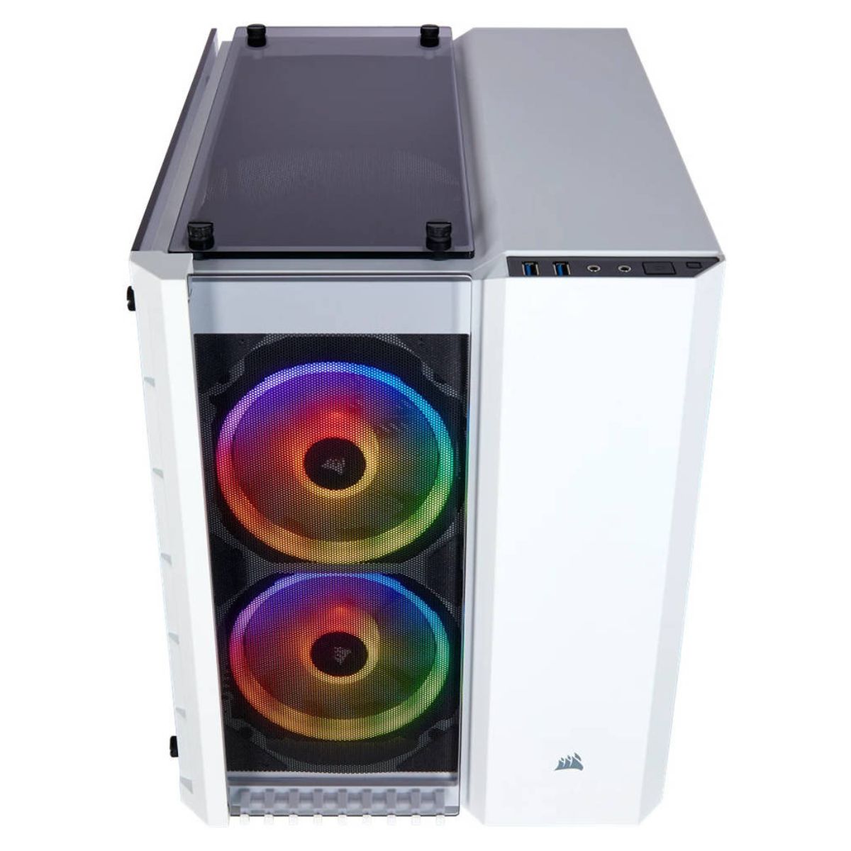 Corsair 280X Crystal RGB Tempered Glass Micro ATX PC Case, Steel+Plastic+Tempered Glass Materials, Up to 240mm Radiator, Up to 6x Fans, White | CC-9011137-WW