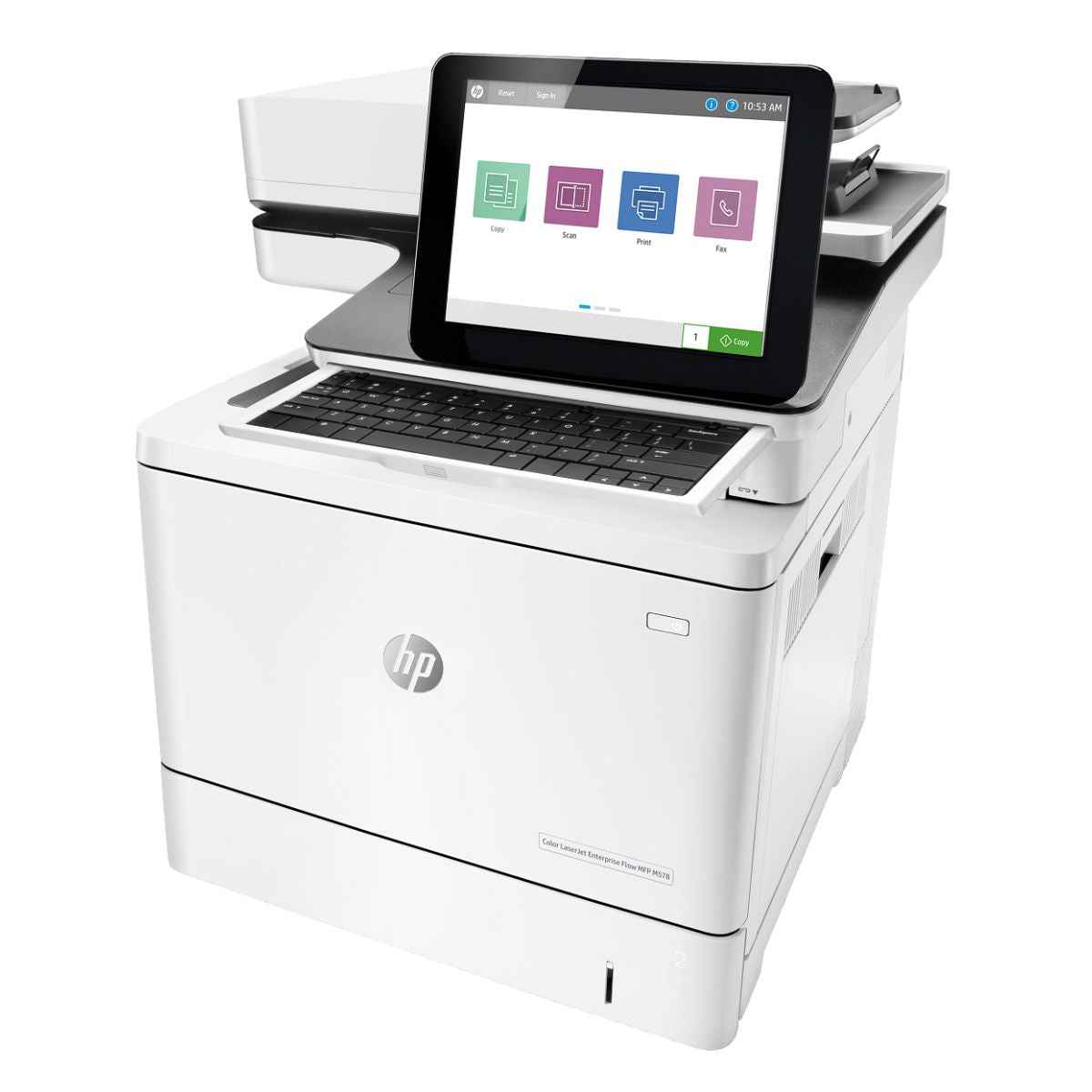HP Color LaserJet Enterprise Flow MFP M578c Laser Printer, Print, Copy, Scan, Fax, Print Speed Up to 38ppm (Black) & 38ppm (Color), HP ImageREt 3600 Quality, 8" Color Touch Screen, White | 7ZU87A