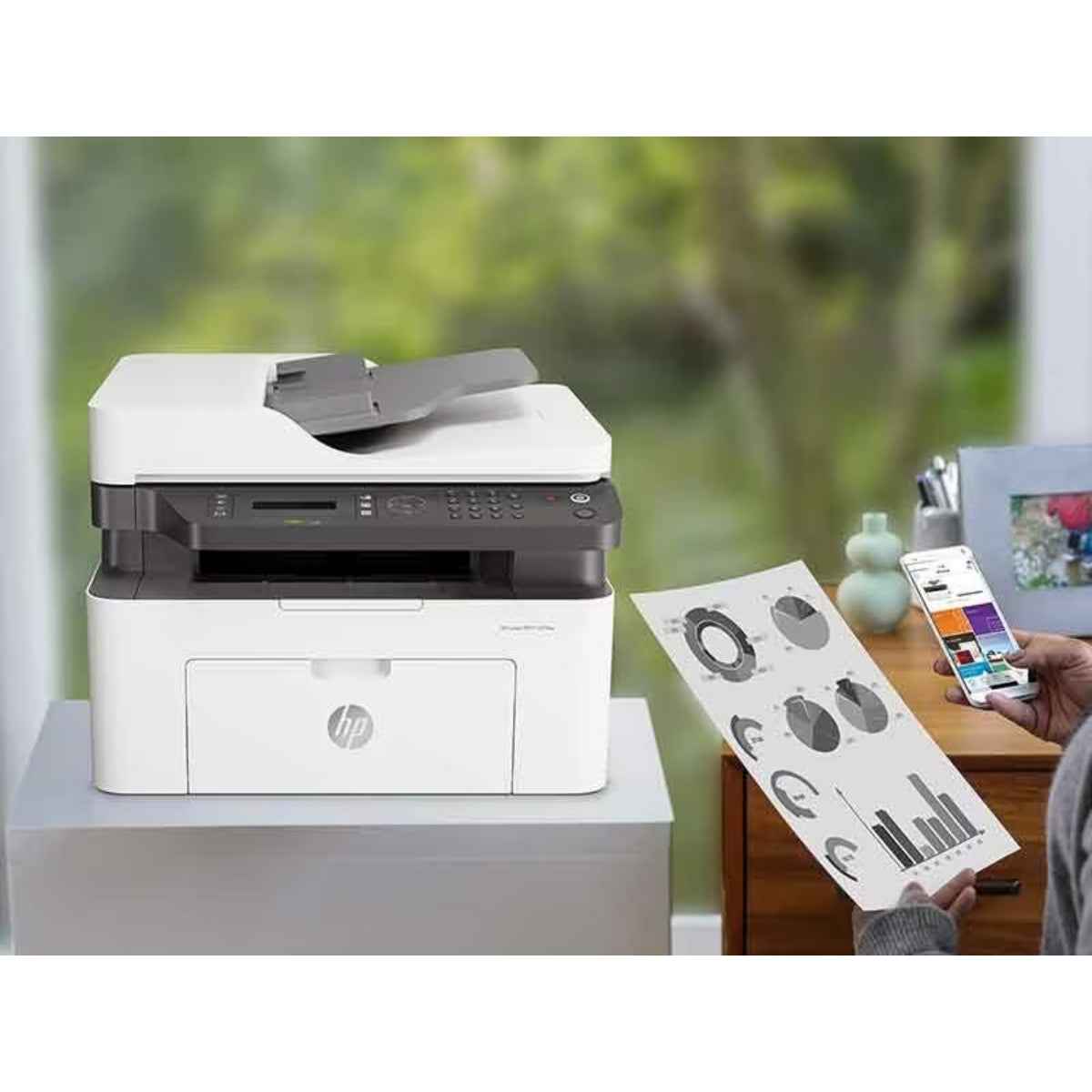HP MFP 137fnw Multifunction Laser Printer, Print/Copy/Scan, 20ppm Printing Speed, Ethernet Interface, 150 Sheets Input Capacity, ‎128MB RAM Size, White | ‎4ZB84A