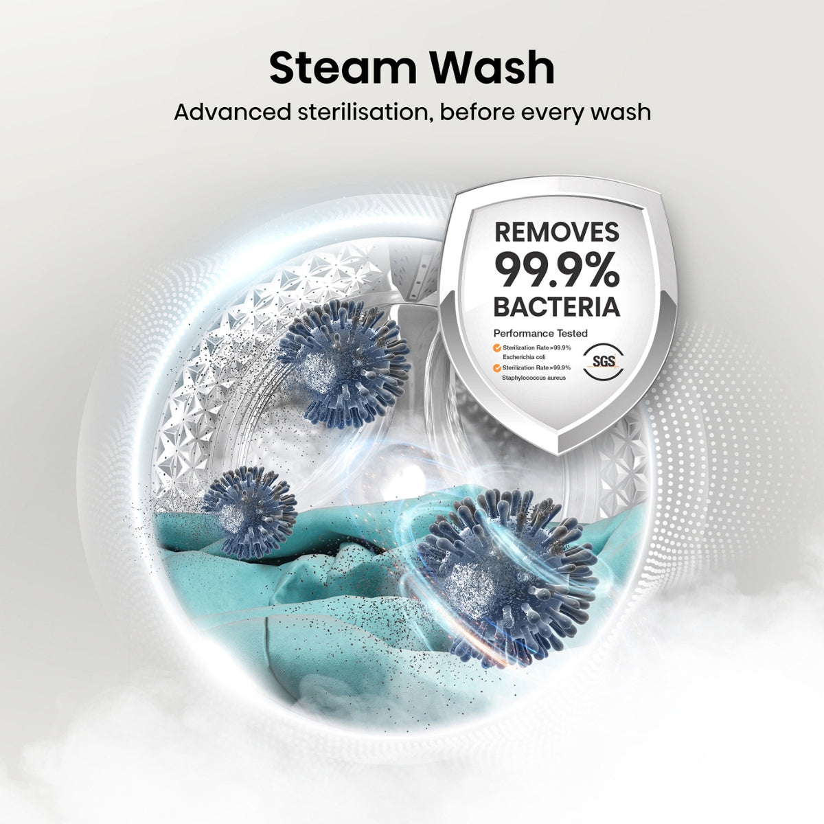 Hisense Fully Automatic Washer & Dryer WD3S1043BT 10/6kg with Invertor Motor,1400 RPM, Steam Refresh & Allergy Care Program, Drum Clean, Pause & Ad Function, Drum Clean, Titanium Grey
