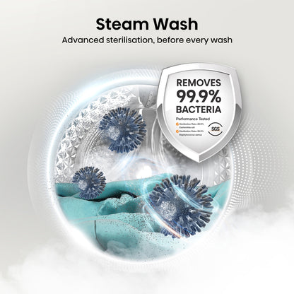 Hisense Fully Automatic Washer & Dryer WD3S1043BT 10/6kg with Invertor Motor,1400 RPM, Steam Refresh & Allergy Care Program, Drum Clean, Pause & Ad Function, Drum Clean, Titanium Grey