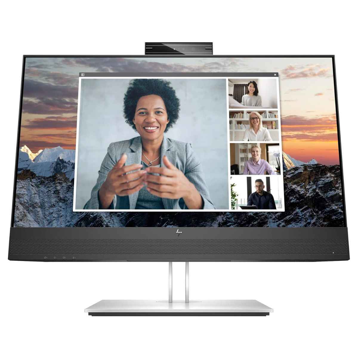 HP E24m G4 Monitor, 23.8" FHD IPS Display, 75Hz Refresh Rate, 5ms GtG Response Time, 5 Mega-Pixel Webcam, 25 Degrees Tilt Adjustability, Built-In Speakers & Echo-Cancelling Dual Mics, Black
