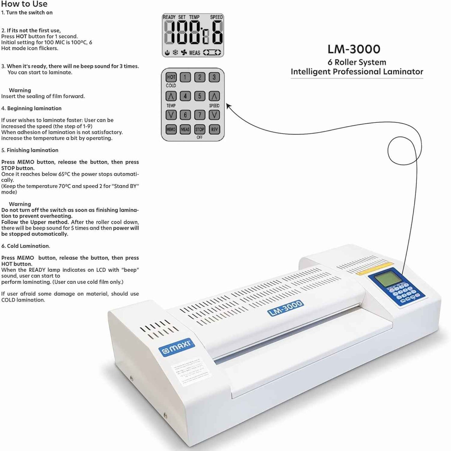 MAXI A3 Auto Feeder Laminator – 6 Roller System, High-Speed Professional Lamination, 80–350 Microns, Heavy-Duty Commercial Use | MX-LM3000