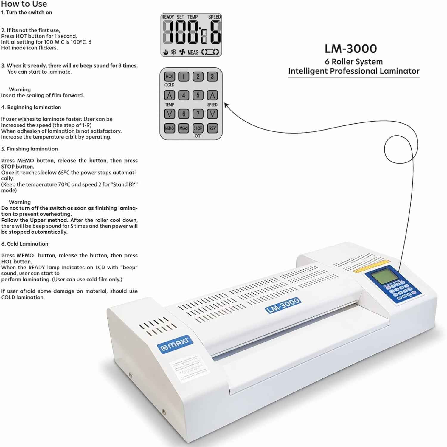 MAXI A3 Auto Feeder Laminator – 6 Roller System, High-Speed Professional Lamination, 80–350 Microns, Heavy-Duty Commercial Use | MX-LM3000