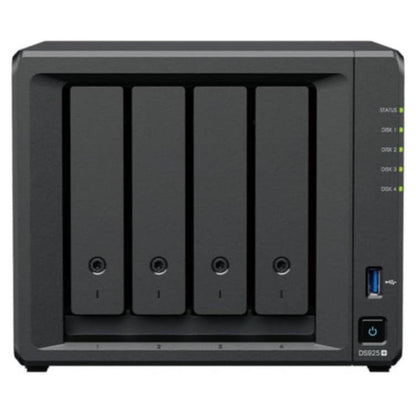 Synology DiskStation DS925+ 4-Bay NAS Server | AMD Ryzen V1500B Processor | 4GB RAM | Hot-Swappable Drive Bays | NVMe SSD Support | Black | DS925+