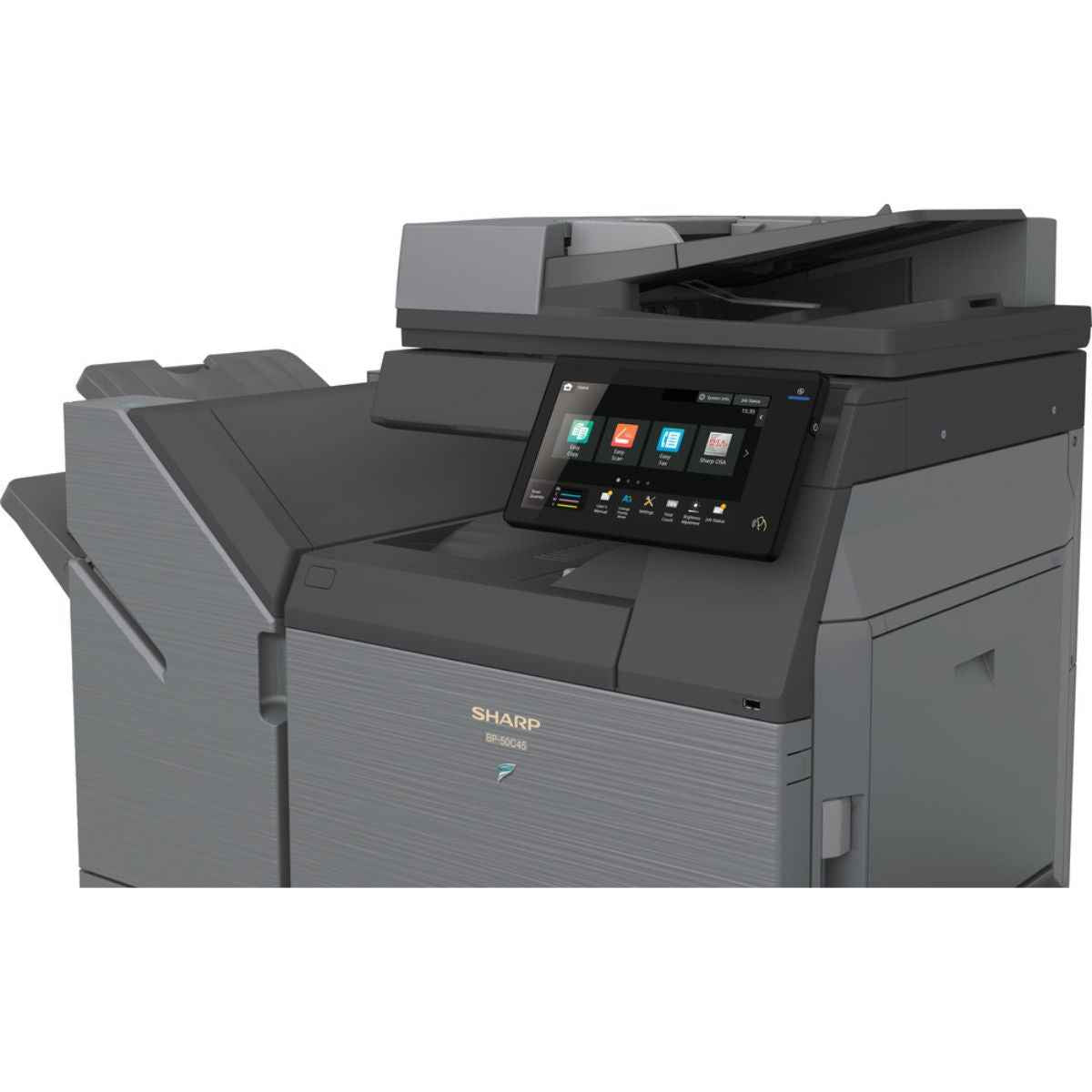 SHARP BP-50C26 MFP Color Laser Printer, 26 ppm Print Speed, Std 650 Max 6300 Sheets Paper Capacity, 128GB SSD, 1200 DPI, 10.1" Touch Display, Wireless LAN, Smart Scanning, Gray | BP-50C26