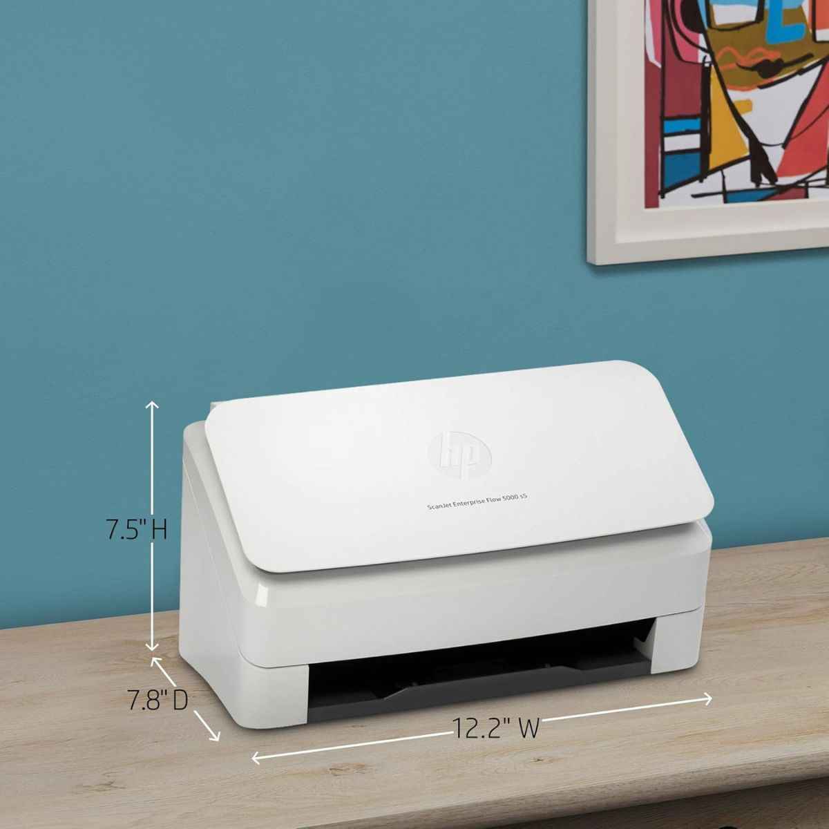 HP ScanJet Enterprise Flow 5000 s5 Scanner, Scans Up To 65ppm / 130 IPM, One Pass Duplex Scanning, Includes 80 Page ADF, USB 3.0 Connectivity, Sheetfed Input Type, 600 DPI Resolution, White | 6FW09A