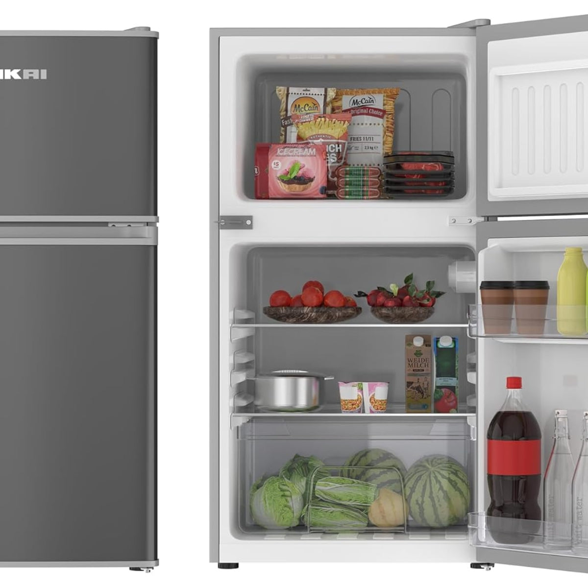 Nikai 135 Liter Double Door Small Refrigerator NRF135DDS, With Adjustable Thermostat, 250V Power, Defrost Cooling, Power Saving Silent & Reliable Compressor