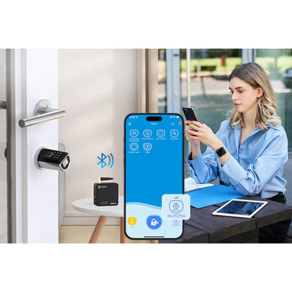 WeLock ToucD41 Smart Lock – Electronic Fingerprint &amp; App Controlled Door Lock, Keyless Entry, Bluetooth, RFID, Black | ToucD41