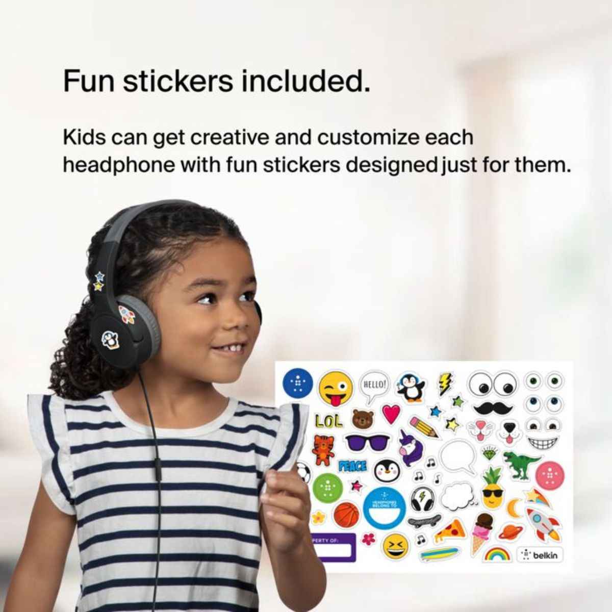 Belkin SoundForm Mini Wired On-Ear Headphones for Kids – AUD004btBK (Black)