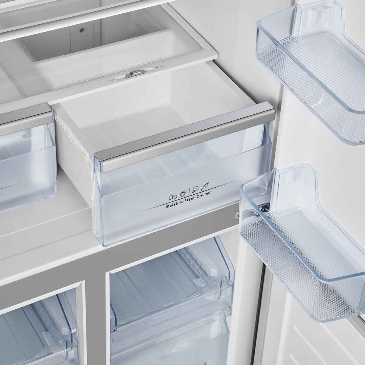 Hisense 561L Side-by-Side Cross Door Refrigerator, RQ561N4AB1 - Black - Dual-Tech Cooling, WIFI-Mode, Inverter Compressor, Multi Air Flow