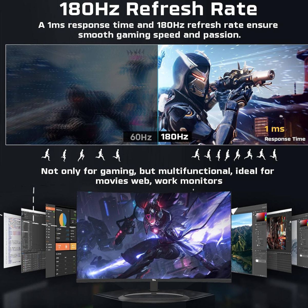 Twisted Minds TM32CFHD180VA Curved Gaming Monitor – 32″ FHD VA, 180Hz, 1ms, R1500 Curved Display