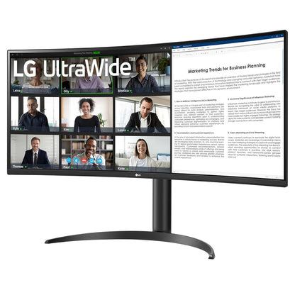 LG 34WR55QK-B 34" Curved UltraWide Monitor, VA Display, WQHD Resolution, 100Hz Refresh Rate, USB-C 65W Power Delivery, Black | 34WR55QK-B (Cushion Missing)